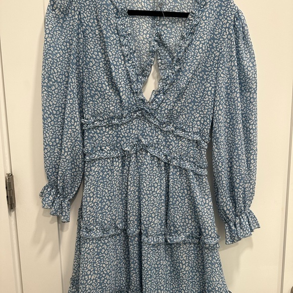 Blue Floral Ruffle Dress - Picture 1 of 3